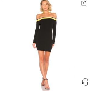 By the way tony off shoulder knit dress long yellow & white stripe collar size S